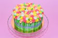 Colorful roses bouquet fondant cake Royalty Free Stock Photo