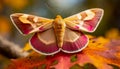 Colorful rosy maple moth Royalty Free Stock Photo