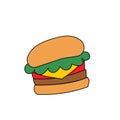 Colorful rough illustration of hamburger