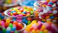 Colorful round candies in a beautifully arranged vase, celebrating national candy day