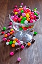 Colorful round candy in a glass vase Royalty Free Stock Photo