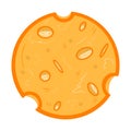 Colorful round cheese icon. Creative illustration. Sketch with colors. Idea for decors, logo, patterns. Isolated vector art.