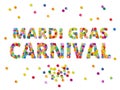 Colorful round confetti carnival Mardi Gras Party sign vector