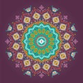 Colorful round geometric pattern in aztec style