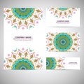 Colorful round geometric pattern in aztec style