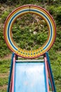 Colorful round iron in the playground.