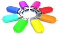 Colorful round pendrives on white background Royalty Free Stock Photo