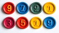 Colorful numbers on circular shapes Royalty Free Stock Photo