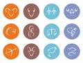 Colorful round zodiac sign horoscope set