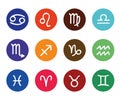 Colorful round zodiac sign horoscope set