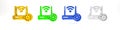 Colorful Router and wi-fi signal and gear icon isolated on white background. Adjusting app, service concept, setting