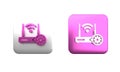 Colorful Router and wi-fi signal and gear icon isolated on white background. Adjusting app, service concept, setting
