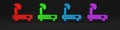 Colorful Router and wi-fi signal icon isolated on black background. Wireless ethernet modem router. Computer technology