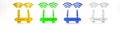 Colorful Router and wi-fi signal icon isolated on white background. Wireless ethernet modem router. Computer technology
