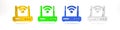 Colorful Router and wi-fi signal symbol icon isolated on white background. Wireless ethernet modem router. Computer