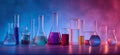 Laboratory Glassware with Colorful Liquids Royalty Free Stock Photo