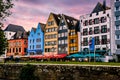 Colorful row of homes in beautiful Cologne Kohn. Germany Royalty Free Stock Photo