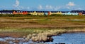 Colorful row houses at the edge of the nature reserve of Rantum, Sylt, Germany