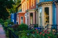 Colorful row houses on Independence Avenue in Capitol Hill, Washington, DC