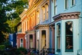 Colorful row houses on Independence Avenue in Capitol Hill, Washington, DC Royalty Free Stock Photo