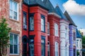 Colorful row houses in Shaw, Washington, DC Royalty Free Stock Photo