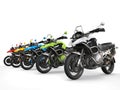 Colorful row of modern sporty bikes