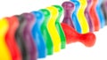 Colorful row of pawns, red fallen Royalty Free Stock Photo