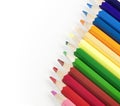 Colorful row of pencils isolated on white background with copysp Royalty Free Stock Photo