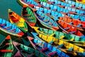 Colorful Rowboats on Lake