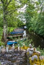 Colorful Rowboats in a Small Stream Royalty Free Stock Photo