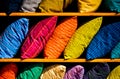 Colorful Rows of Textured Cloth Pillows