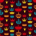 Royal crowns flat seamless vector pattern