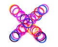 Colorful rubber band multiply symbol.