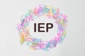 Colorful rubber bands with text IEP stands for Individualized Education Program Royalty Free Stock Photo