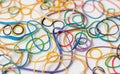 Colorful rubber bands on white background Royalty Free Stock Photo