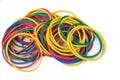 Colorful rubber bands on the white background. Royalty Free Stock Photo