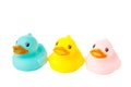 Colorful rubber bath ducks isolated on white background Royalty Free Stock Photo