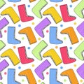 Colorful rubber boots pattern. Funny autumn fashion background. Gumboots pattern design Royalty Free Stock Photo