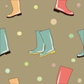 Colorful rubber boots seamless background vector