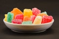 Colorful rubber candy sprinkled with granulated sugar Royalty Free Stock Photo