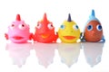 Colorful rubber fish bath toy set Royalty Free Stock Photo