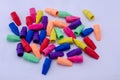 Colorful rubber pencil erasers on a white background