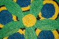 Colorful rug from recycled material. handmade recycled textiles. reuse concept Royalty Free Stock Photo