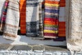 Colorful rugs known as Jarapa, sold in villages all over the Alpujarra region in the Sierra Nevada mountains of Andalucia, Spain Royalty Free Stock Photo