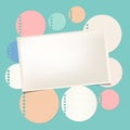 Colorful ruled round note, notebook, copybook sheet, rectangle paper with frame on squared pattern