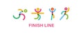 Colorful Runners at Finish Line. runing motion. Simple flat symbol. vector illustration