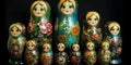 Colorful Russian Nested Matreshka Dolls.