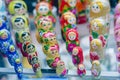 Colorful Russian nesting dolls at the market. Royalty Free Stock Photo