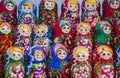 Colorful Russian nesting dolls at the market. Royalty Free Stock Photo