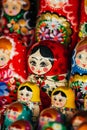 Colorful Russian Nesting Dolls Matreshka At Market